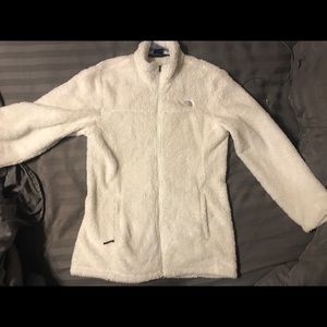 White Fuzzy North Face Zip Jacket